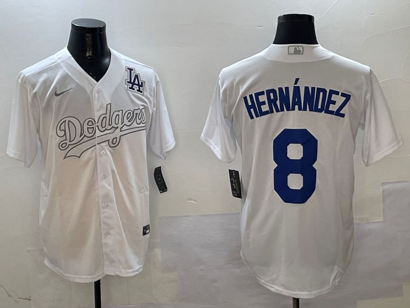 Men Los Angeles Dodgers 8 Hernandez White Fashion Edition Game 2025 Nike MLB Jersey style 7